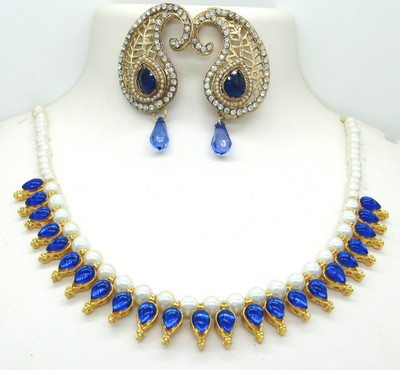 SHREE MAULI CREATION Alloy Gold-plated Blue Jewellery Set(Pack of 3)