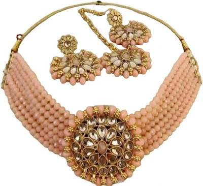 MAYRA TRADING Alloy Gold-plated Gold, Pink Jewellery Set(Pack of 3)
