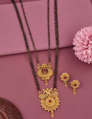 house of common Brass Gold-plated Gold, Black Jewellery Set(Pack of 2)