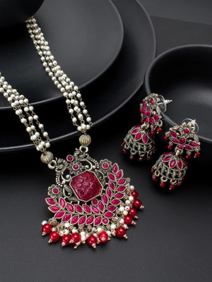 Vermont Copper Black Silver Maroon Jewellery Set(Pack of 1)