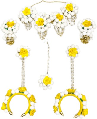 kalp creations Fabric Yellow, White Jewellery Set(Pack of 6)