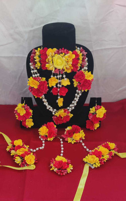 Paladiya Krafts Fabric, Paper Red, Yellow Jewellery Set(Pack of 4)