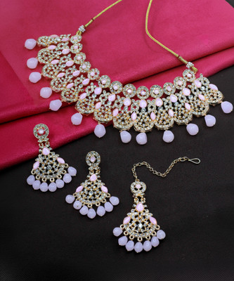 SAIYONI Alloy Pink Jewellery Set(Pack of 1)