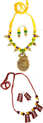 HOUSE OFF COMMON Oxidised Silver Yellow, Red Jewellery Set(Pack of 2)