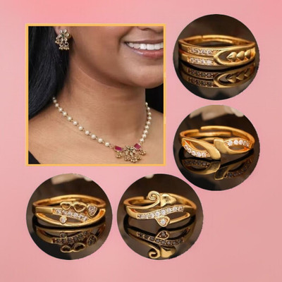 REEWAZIMPERIAL Brass Gold-plated Red, Gold, White Jewellery Set(Pack of 5)