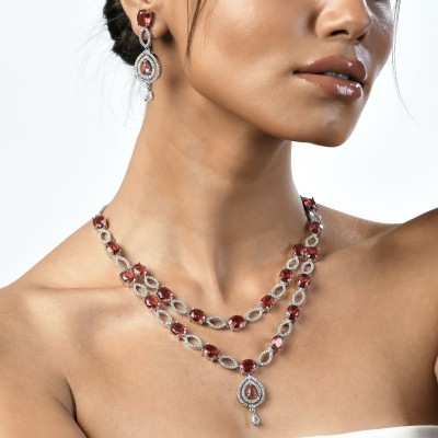 The Stone Aisle Alloy Red Jewellery Set(Pack of 1)