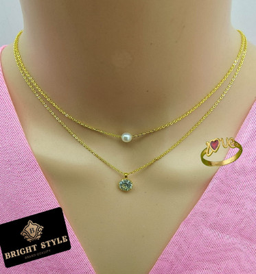 Bright STYLE Brass, Alloy Gold-plated Gold, Multicolor Jewellery Set(Pack of 1)