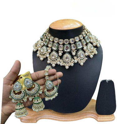 YFJ Alloy Gold-plated White Jewellery Set(Pack of 4)