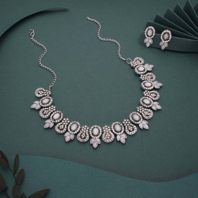 Alasca Brass Gold-plated Silver, White Jewellery Set(Pack of 1)