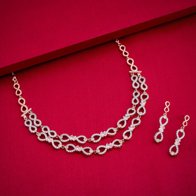 Kushal's Fashion Jewellery Copper Gold-plated White Jewellery Set(Pack of 3)