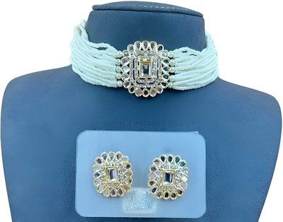 DD JEWELS Alloy Gold-plated White Jewellery Set(Pack of 1)