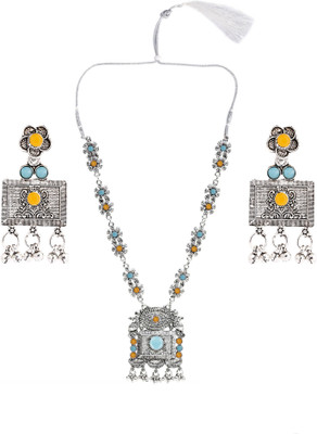 Diva creation Oxidised Silver Black Silver Blue, Yellow Jewellery Set(Pack of 1)