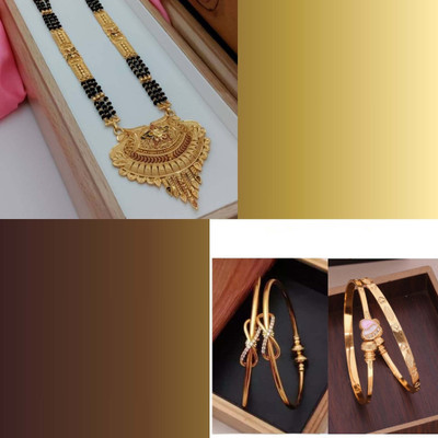 Parisal Brass Gold-plated Red, Brown, Copper Jewellery Set(Pack of 3)