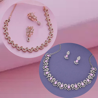 Dressberry Brass Gold-plated Rose Gold, Silver, Purple Jewellery Set(Pack of 2)