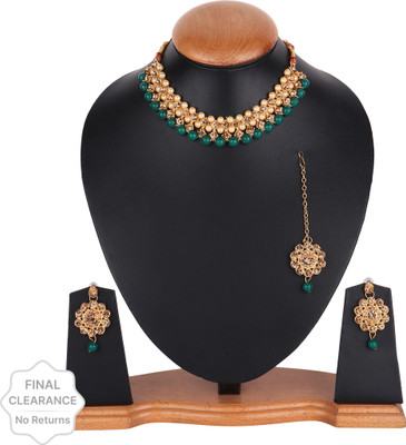 shivay Crystal Gold-plated Green, Gold Jewellery Set(Pack of 1)