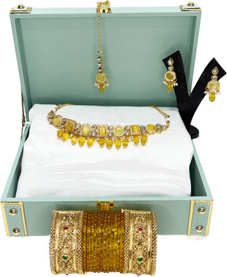 Mogha Jewels Brass Gold-plated Gold Jewellery Set(Pack of 4)