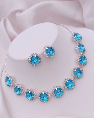 ShringarHouse Stone, Alloy Sterling Silver, Silver Silver, Blue Jewellery Set(Pack of 1)