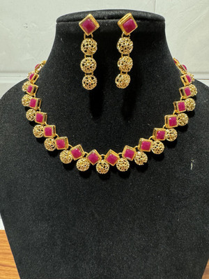 MD KARAT ART Alloy Gold-plated Red Jewellery Set(Pack of 2)