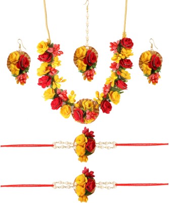 Kamaal Craft Fabric, Paper Red, Yellow, White Jewellery Set(Pack of 1)