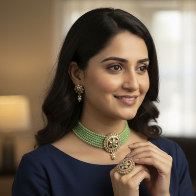 khetlazee Alloy Green Jewellery Set(Pack of 1)