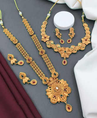 SHIVAY FASHION HUB Alloy Gold-plated Gold Jewellery Set(Pack of 2)