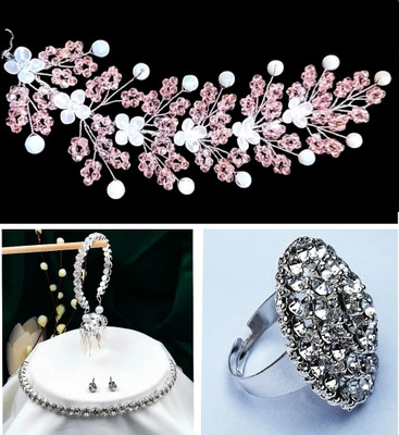 R RADIANTRELICS Alloy Silver Silver, Pink, White Jewellery Set(Pack of 4)