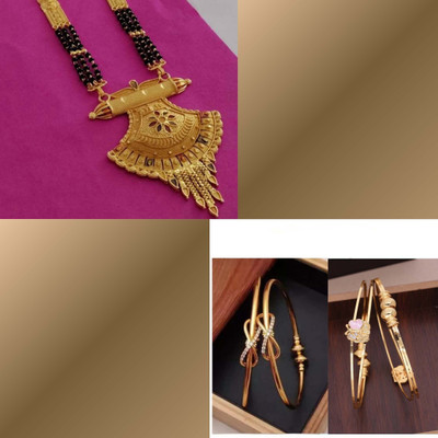 VEDDAA Brass Gold-plated Red, Bronze Jewellery Set(Pack of 3)