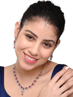 DZOIR Stone Copper Pink, Silver Jewellery Set(Pack of 2)