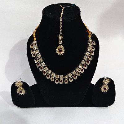 sums jewellery Alloy Gold-plated Red, Gold Jewellery Set(Pack of 1)