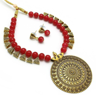 Princy Enterprise Alloy Gold-plated Gold, Red Jewellery Set(Pack of 1)