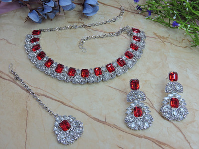 VATSALYA creation Alloy Gold-plated Red Jewellery Set(Pack of 1)