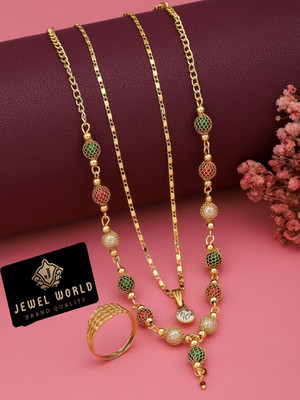 Jewel WORLD Brass, Copper Gold-plated Gold, Black Jewellery Set(Pack of 3)