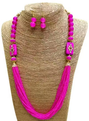 SatnamCreation Alloy Gold-plated Pink Jewellery Set(Pack of 1)
