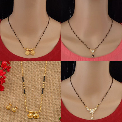 RAMDEV ART FASHION JEWELLERY Alloy Gold-plated Gold, Black Jewellery Set(Pack of 4)