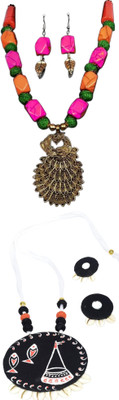 HOUSE OFF COMMON Oxidised Silver Multicolor, Multicolor Jewellery Set(Pack of 2)