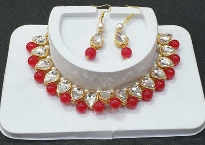 Nivaan Alloy Gold-plated Red Jewellery Set(Pack of 1)