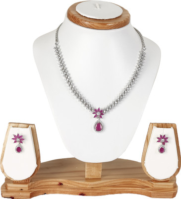 RANIT CREATION Brass Rhodium Red Jewellery Set(Pack of 1)