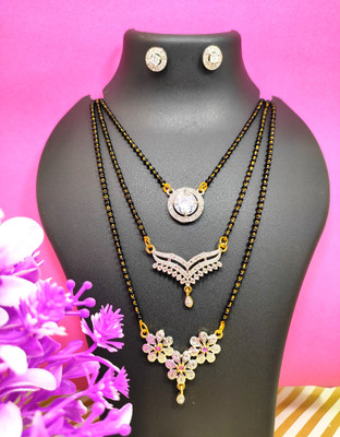 Divyanshi Collection Brass Silver Silver, Black, Gold Jewellery Set(Pack of 3)