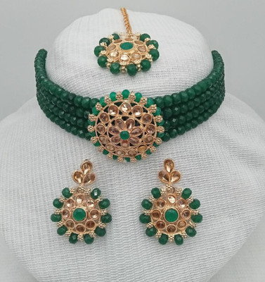 house of common Alloy Gold-plated Green Jewellery Set(Pack of 1)