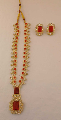 Marsify World Brass, Alloy Gold-plated Gold, Red, White Jewellery Set(Pack of 1)