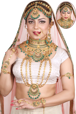 Kirti Traders Alloy Gold-plated Green Jewellery Set(Pack of 1)