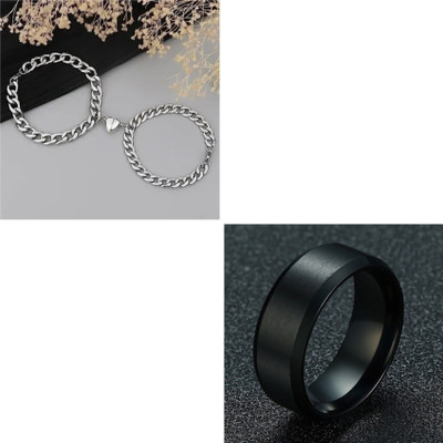 MAATRCHAAYA Stainless Steel Sterling Silver, Titanium Black, Silver Jewellery Set(Pack of 2)