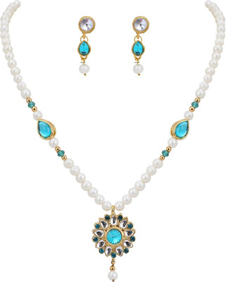 DD Pearls Mother of Pearl Gold-plated White, Blue Jewellery Set(Pack of 1)