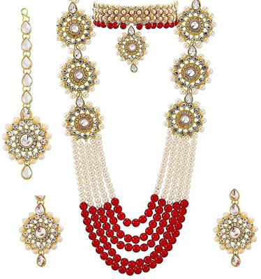 EYES BLINGS Stone Gold-plated Red Jewellery Set(Pack of 1)