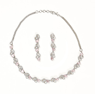 GEMRON JEWEL Brass Rhodium White Jewellery Set(Pack of 1)