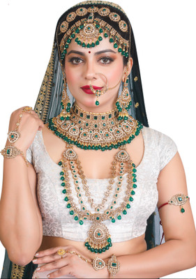 KK IMMITATION Alloy Gold-plated Green Jewellery Set(Pack of 10)