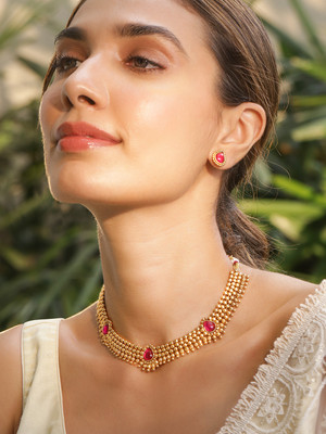 RUBANS Brass Gold-plated Gold Jewellery Set(Pack of 1)