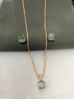 Jewel Star Alloy Rhodium Green Jewellery Set(Pack of 1)