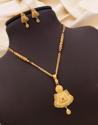 sakimo Brass Gold-plated Gold Jewellery Set(Pack of 1)