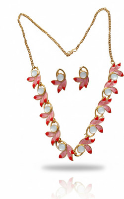 EiVAA Alloy Gold-plated Red Jewellery Set(Pack of 1)
